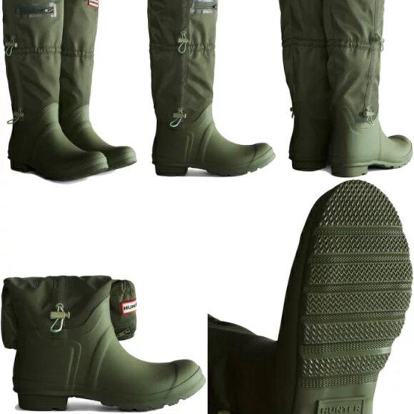 NEW HUNTER Original Tall Travel Boots in lichen green/everglade green 261 6T8 - Picture 4 of 8